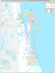 Palm Bay-Melbourne-Titusville Metro Area Wall Map Premium Style 2024